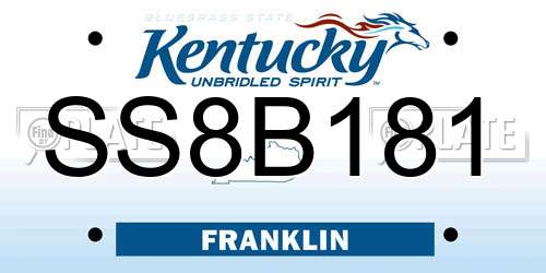 SS8B181 Kentucky License Plate