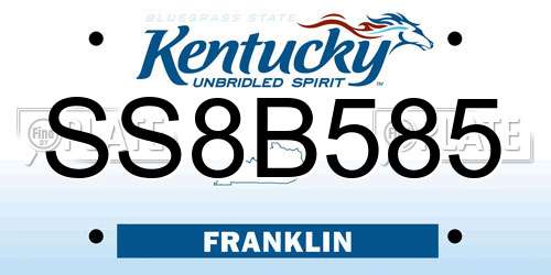 SS8B585 Kentucky License Plate
