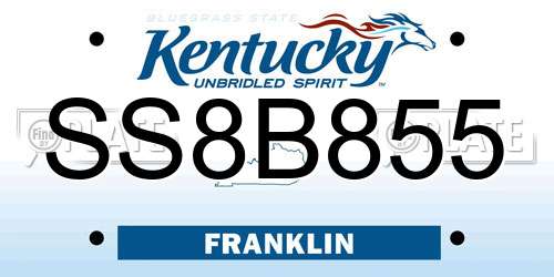 SS8B855 Kentucky License Plate