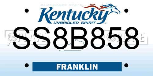 SS8B858 Kentucky License Plate
