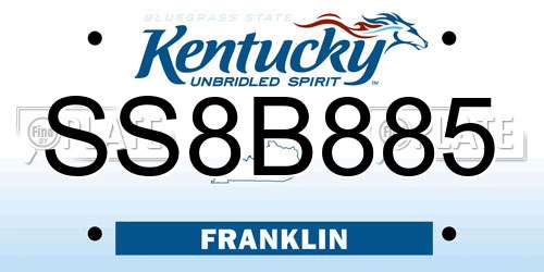 SS8B885 Kentucky License Plate