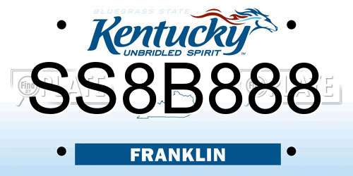 SS8B888 Kentucky License Plate