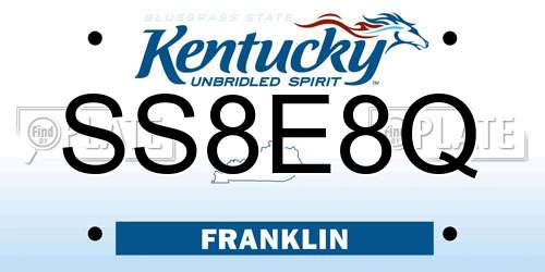 SS8E8Q Kentucky License Plate