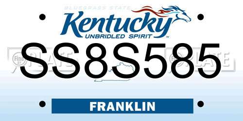 SS8S585 Kentucky License Plate