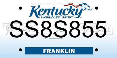 SS8S855 Kentucky License Plate