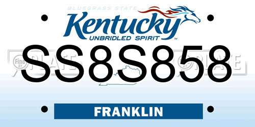 SS8S858 Kentucky License Plate