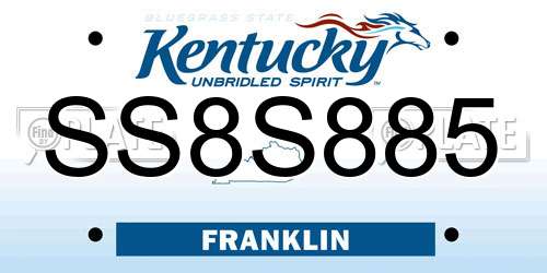 SS8S885 Kentucky License Plate