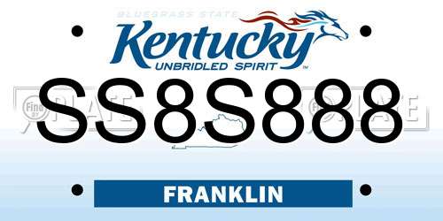 SS8S888 Kentucky License Plate