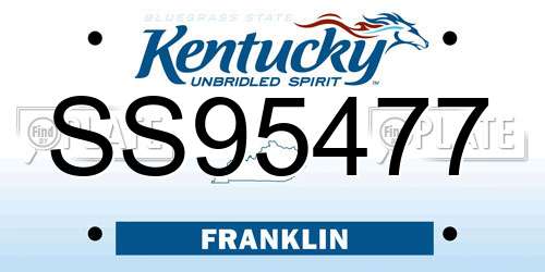 SS95477 Kentucky License Plate