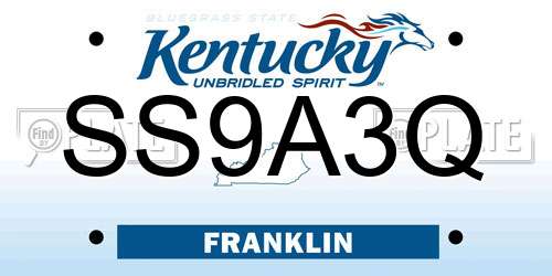 SS9A3Q Kentucky License Plate
