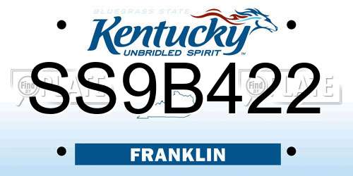 SS9B422 Kentucky License Plate