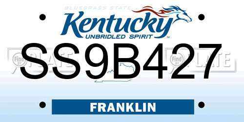 SS9B427 Kentucky License Plate