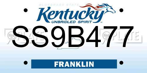 SS9B477 Kentucky License Plate