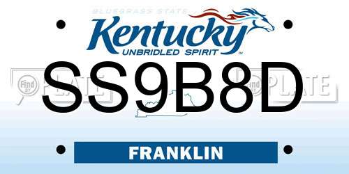 SS9B8D Kentucky License Plate