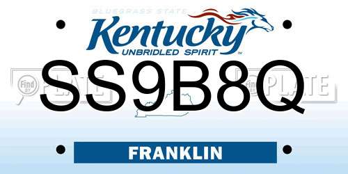 SS9B8Q Kentucky License Plate