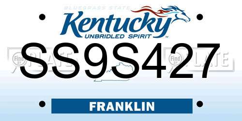 SS9S427 Kentucky License Plate
