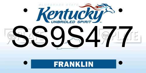 SS9S477 Kentucky License Plate