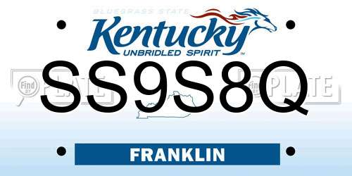 SS9S8Q Kentucky License Plate
