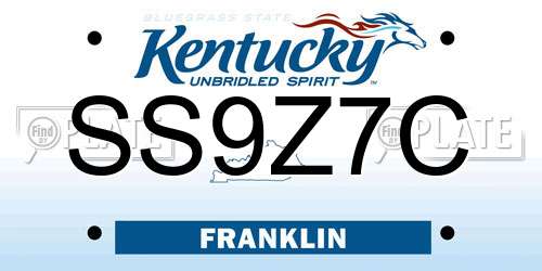 SS9Z7C Kentucky License Plate