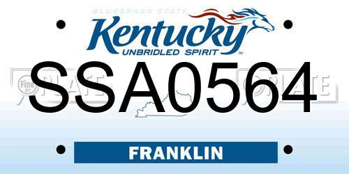 SSA0564 Kentucky License Plate