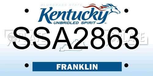 SSA2863 Kentucky License Plate