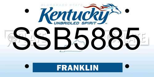 SSB5885 Kentucky License Plate