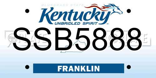 SSB5888 Kentucky License Plate