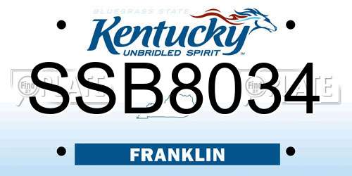 SSB8034 Kentucky License Plate