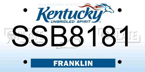 SSB8181 Kentucky License Plate