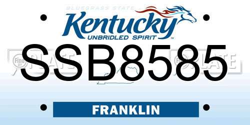 SSB8585 Kentucky License Plate