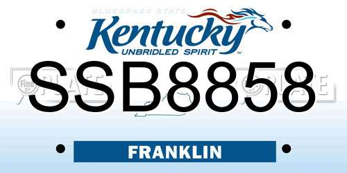 SSB8858 Kentucky License Plate