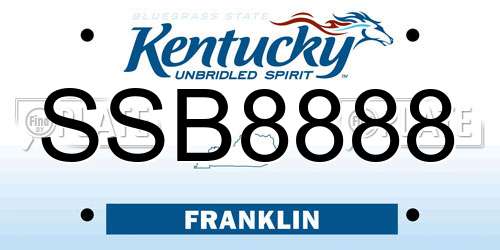 SSB8888 Kentucky License Plate