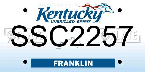 SSC2257 Kentucky License Plate