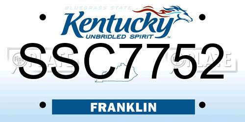SSC7752 Kentucky License Plate