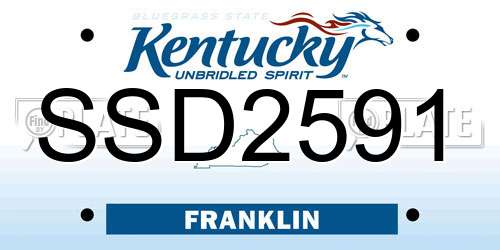 SSD2591 Kentucky License Plate