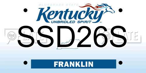SSD26S Kentucky License Plate