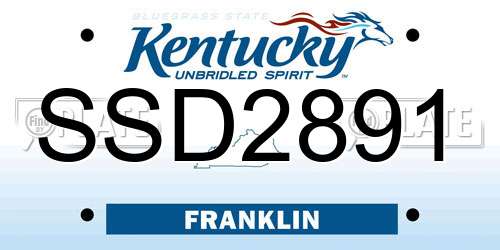 SSD2891 Kentucky License Plate