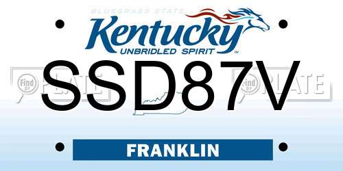 SSD87V Kentucky License Plate