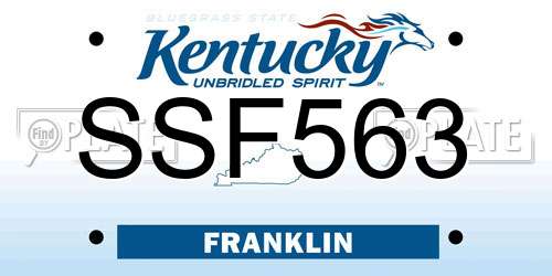 SSF563 Kentucky License Plate