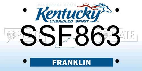 SSF863 Kentucky License Plate