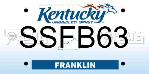 SSFB63 Kentucky License Plate