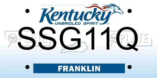 SSG11Q Kentucky License Plate