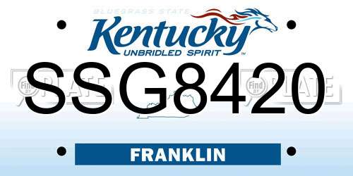 SSG8420 Kentucky License Plate
