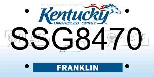 SSG8470 Kentucky License Plate