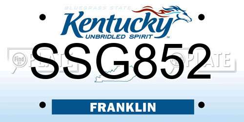 SSG852 Kentucky License Plate