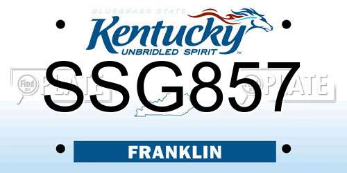 SSG857 Kentucky License Plate