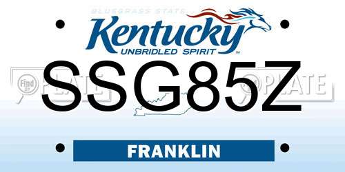 SSG85Z Kentucky License Plate