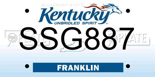 SSG887 Kentucky License Plate