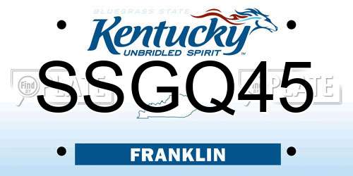 SSGQ45 Kentucky License Plate