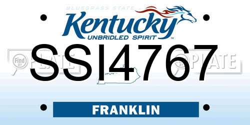 SSI4767 Kentucky License Plate